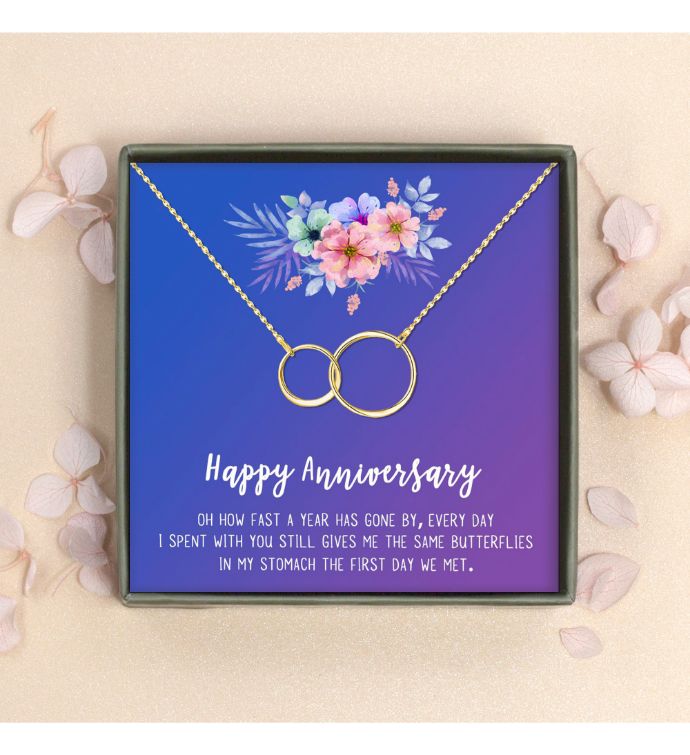 Infinity Pendant Necklace  Happy Anniversary Card And Gift Box